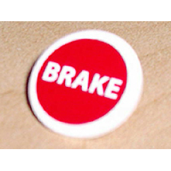 Road Sign 2 x 2 Round with Clip with 'BRAKE' on Red Background Pattern (Sticker) - Sets 8144 / 8375