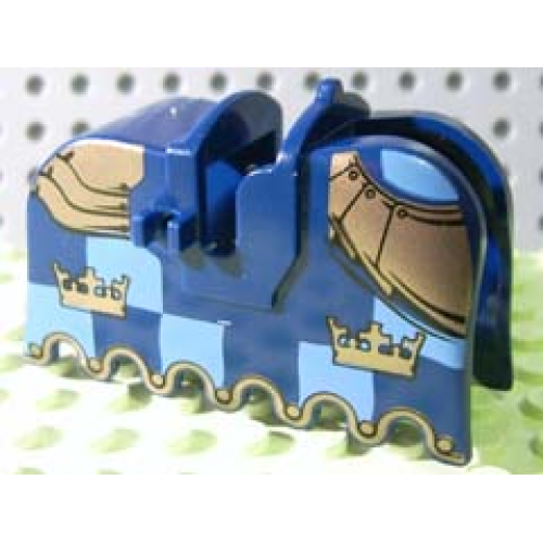 Деталь LEGO 2490pb07 Horse Barding, Ruffled Edge with Gold Crowns and Gold Plate Armor Pattern