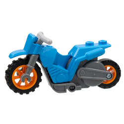 Stuntz Flywheel Motorcycle Dirt Bike with Dark Bluish Gray Frame, Orange Wheels, and Light Bluish Gray Handlebars Stuntz Flywheel Motorcycle Dirt Bike with Dark Bluish Gray Frame, Orange Wheels, and Light Bluish Gray Handlebars