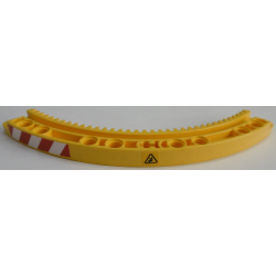 Technic, Gear Rack 11 x 11 Curved with Crushing Hazard Danger Sign and Red and White Danger Stripes Pattern Model Left Side (Stickers) - Set 42055