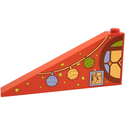 Slope 25 8 x 1 x 3 with Medium Nougat Round Window Half with Bright Light Yellow, Bright Light Blue and Lime Stained Glass, Hanging Lights, Bluey Picture, Stars, Planet and Moon Pattern Model Right Side