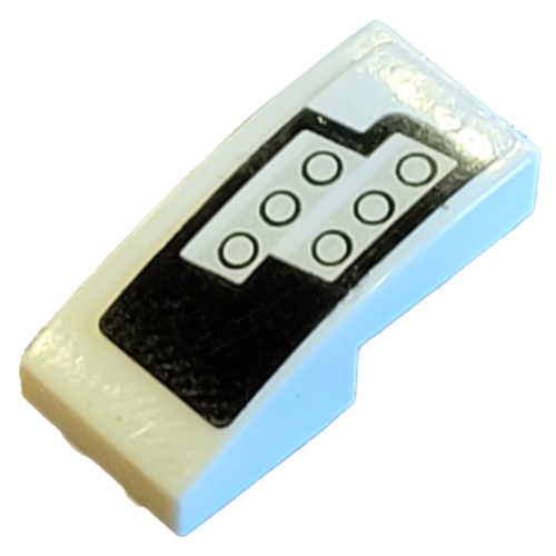 Деталь LEGO 11477pb146L Slope, Curved 2 x 1 x 2/3 with 6 Silver Round Headlights on Black Background Pattern Model Left Side (Sticker) - Set 75872