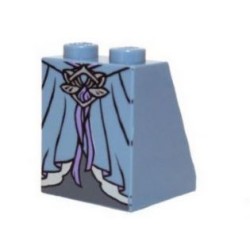 Slope 65 2 x 2 x 2 with Bottom Tube with Minifigure Dress / Skirt / Robe, Pink Ribbon and Silver Elven Clasp Pattern