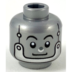 Minifigure, Head Alien Robot with Silver Nose, Rivets, and Chin Strap Pattern
