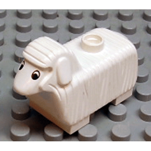 Деталь LEGO dupsheeppb02 Duplo Sheep with Flat Ears, Black and White Eyes Pattern