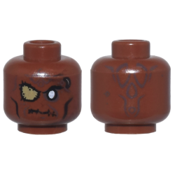 Minifigure, Head Alien with PotC Zombie with Silver Eye and Eye Patch Pattern