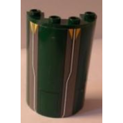 Cylinder Half 2 x 4 x 5 with 1 x 2 Cutout with Hatches, White Lines and Yellow Triangles Pattern (Sticker) - Set 7930 Cylinder Half 2 x 4 x 5 with 1 x 2 Cutout with Hatches, White Lines and Yellow Triangles Pattern (Sticker) - Set 7930