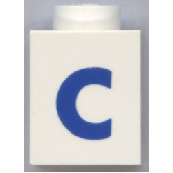 Brick 1 x 1 with Blue Capital Letter C Pattern (Bold Font)