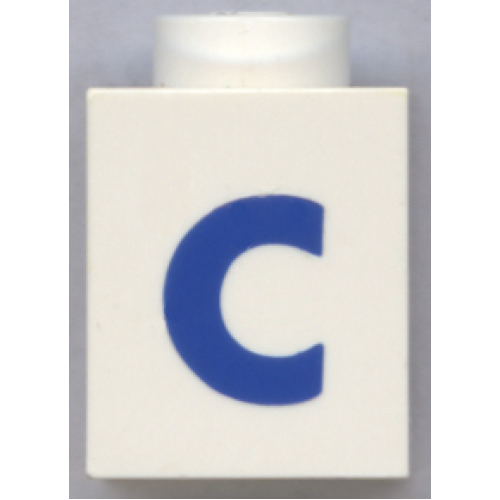 Деталь LEGO 3005ptCb Brick 1 x 1 with Blue Capital Letter C Pattern (Bold Font)
