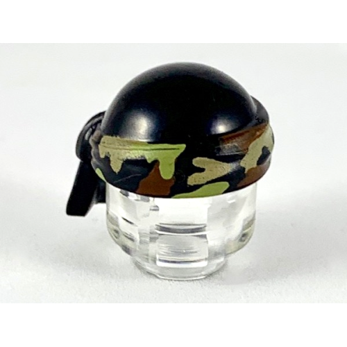 Деталь LEGO 25973pb04 Minifigure, Headgear Bald Head with Tied Olive Green and Reddish Brown Camouflage Bandana Pattern