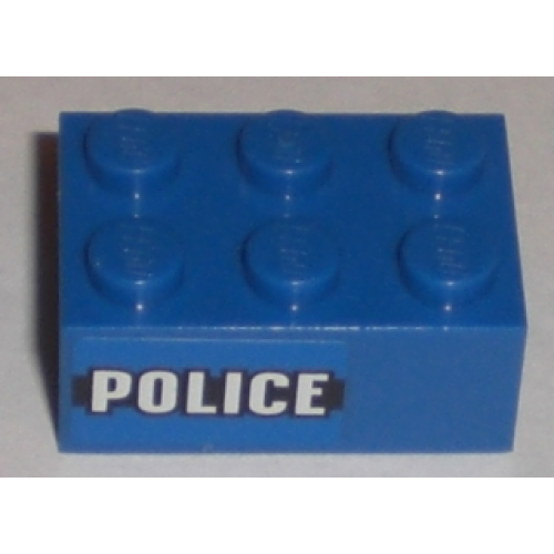 Деталь LEGO 3002pb13 Brick 2 x 3 with 'POLICE' Black Line Pattern on Both Sides (Stickers) - Set 8196