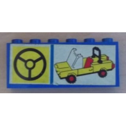 Stickered Assembly 6 x 1 x 2 with Steering Wheel and Yellow Car Pattern (Sticker) - Set 6390 - 2 Brick 1 x 6 Stickered Assembly 6 x 1 x 2 with Steering Wheel and Yellow Car Pattern (Sticker) - Set 6390 - 2 Brick 1 x 6