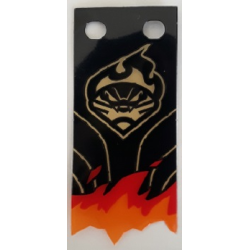 Plastic Part for Set 70674 - Black Tattered Flag with Gold Cobra on Fire Crest and Trans-Orange and Trans-Red Flames Pattern