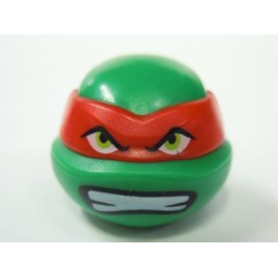 Minifigure, Head, Modified Ninja Turtle with Red Mask and Teeth Pattern (Raphael)