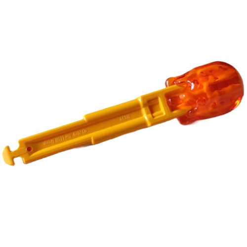 Деталь LEGO 70694pb01 Projectile Arrow, Solid Shaft with Molded Trans-Orange Round End with 4 Notches Pattern