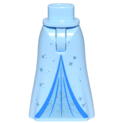 Mini Doll Hips and Skirt Full Length with Blue Trim, Medium Blue Inset, Metallic Light Blue Scrolls and Sparkles Pattern - Thin Hinge Mini Doll Hips and Skirt Full Length with Blue Trim, Medium Blue Inset, Metallic Light Blue Scrolls and Sparkles Pattern - Thin Hinge