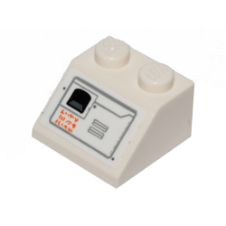 Slope 45 2 x 2 with SW Snowspeeder Vents and Orange Alien Characters, Gray Outline Pattern Model Left Side (Sticker) - Set 75259 Slope 45 2 x 2 with SW Snowspeeder Vents and Orange Alien Characters, Gray Outline Pattern Model Left Side (Sticker) - Set 75259