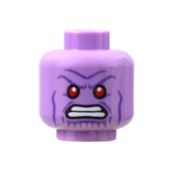 Minifigure, Head Alien Red Eyes, White Teeth, Dark Purple Cheek Lines, Angry Pattern