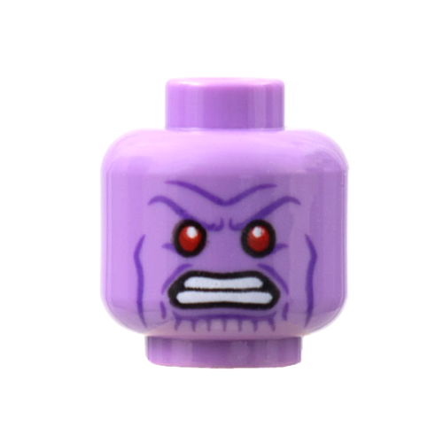 Деталь LEGO 3626pb2576 Minifigure, Head Alien Red Eyes, White Teeth, Dark Purple Cheek Lines, Angry Pattern