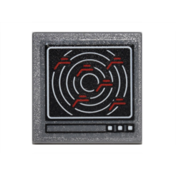 Road Sign 2 x 2 Square with Open O Clip with Computer Screen with White Concentric Circles, and 6 Red Shapes Pattern (Sticker) - Set 76051 Road Sign 2 x 2 Square with Open O Clip with Computer Screen with White Concentric Circles, and 6 Red Shapes Pattern (Sticker) - Set 76051