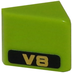 Slope 30 1 x 1 x 2/3 with Gold 'V8' on Black Background Pattern Model Right Side (Sticker) - Set 8147