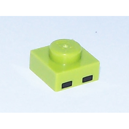 Деталь LEGO 3024pb005 Plate 1 x 1 with 2 Black Rectangles Pattern (Minecraft Zombie Eyes)