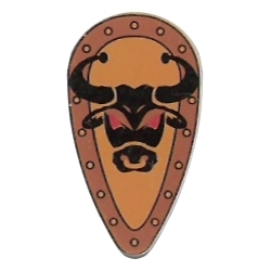 Minifigure, Shield Oval with Bull Head Black on Yellow Pattern Minifigure, Shield Oval with Bull Head Black on Yellow Pattern