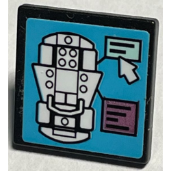 Road Sign 2 x 2 Square with Open O Clip with White Car, Mouse Cursor Arrow and Text Boxes on Medium Azure Background Pattern (Sticker) - Set 41351