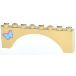 Arch 1 x 8 x 2 with Medium Blue Butterfly Pattern on Left Side (Sticker) - Set 3185 Arch 1 x 8 x 2 with Medium Blue Butterfly Pattern on Left Side (Sticker) - Set 3185