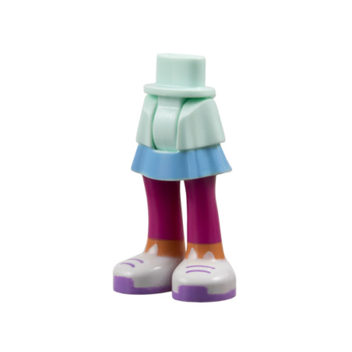 Деталь LEGO 92250c00pb33 Mini Doll Hips and Skirt Layered with Molded Magenta Legs and Printed Bright Light Blue Layer, Nougat Ankles, White Shoes, Medium Lavender Laces and Soles Pattern - Thick Hinge