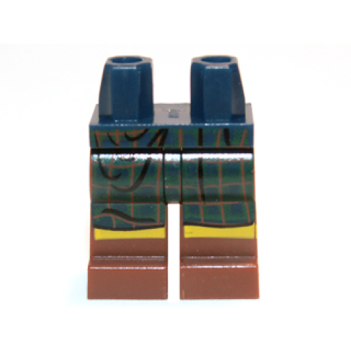Деталь LEGO 970c88pb07 Hips and Reddish Brown Legs with Dark Green Tartan Kilt Pattern