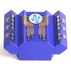 Brick, Modified 2 x 2 No Studs, Sloped with Angled Side Block Extensions with Copper Wires, Wavy Line Pulse on White Circle Pattern