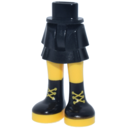 Mini Doll Hips and Skirt Layered with Molded Yellow Legs and Printed Black Boots with Laces Pattern - Thin Hinge