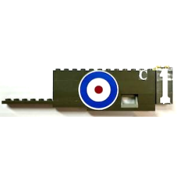 Stickered Assembly 20 x 1 x 4 1/3 with Number 1, Letter C and White, Blue and Red Circles (British Roundel) Pattern Model Right Side (Stickers) - Set 3451