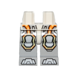 Hips and Light Bluish Gray Legs with Gray Armor and Orange and Yellow Circuitry, Gray Hexagonal Knee Pads and Gray Boots Pattern Hips and Light Bluish Gray Legs with Gray Armor and Orange and Yellow Circuitry, Gray Hexagonal Knee Pads and Gray Boots Pattern