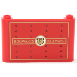 Windscreen 1 x 6 x 3 with Gold 'HOGWARTS RAILWAYS', Hogwarts Logo, Rectangle Borders, and Black Rivets Pattern (Sticker) - Set 75955