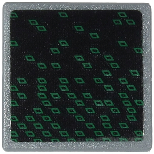 Деталь LEGO 15210pb066 Road Sign 2 x 2 Square with Open O Clip with Dark Green Rhombuses on Black Background Pattern (Sticker) - Set 71712