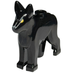 Dog, Alsatian / German Shepherd with Bright Light Orange Eyes and Dark Bluish Gray Bushy Eyebrows and Nose Pattern (HP Padfoot / The Grim)