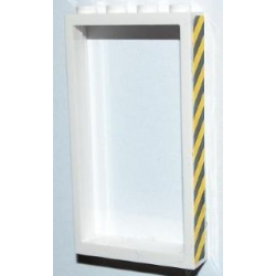 Door, Frame 1 x 4 x 6 with 2 Holes on Top and Bottom with Black and Yellow Danger Stripes Pattern on Right Side (Sticker) - Set 3182