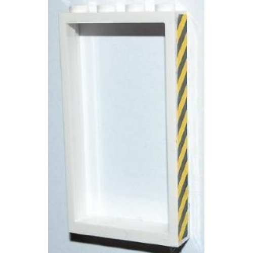 Деталь LEGO 60596pb01R Door, Frame 1 x 4 x 6 with 2 Holes on Top and Bottom with Black and Yellow Danger Stripes Pattern on Right Side (Sticker) - Set 3182