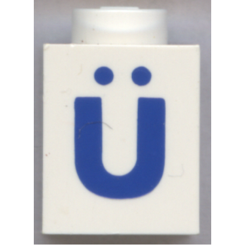 Деталь LEGO 3005ptUdiaerb Brick 1 x 1 with Blue Capital Letter U with Diaeresis (Ü) Pattern (Bold Font)