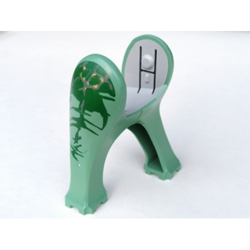 Деталь LEGO 40382c01pb01 Dinosaur / Elephant Legs Long with Light Gray Middle Section with Dark Green Pattern