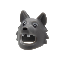 Minifigure, Headgear Head Cover, Costume Wolf / Dog with Black Eyes and Nose and White Teeth Pattern Minifigure, Headgear Head Cover, Costume Wolf / Dog with Black Eyes and Nose and White Teeth Pattern