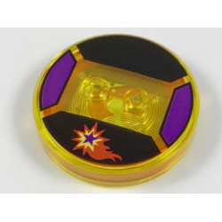Dimensions Toy Tag 4 x 4 x 2/3 with 2 Studs and Trans-Orange Bottom with Dark Purple, Red, and Yellow Flaming Star on Black Background Pattern (Starfire) Dimensions Toy Tag 4 x 4 x 2/3 with 2 Studs and Trans-Orange Bottom with Dark Purple, Red, and Yellow Flaming Star on Black Background Pattern (Starfire)