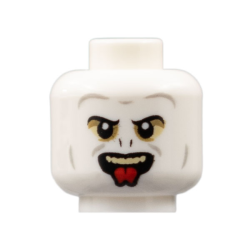 Minifigure, Head Alien with Black Eyebrows and Nose Slits, Light Bluish Gray Contours, Tan Teeth, Red Tongue Pattern (HP Voldemort)