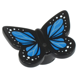 Butterfly with Stud Holder with Blue Wings and White Spots Pattern