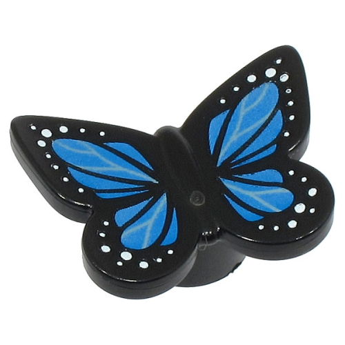 Деталь LEGO 80674pb03 Butterfly with Stud Holder with Blue Wings and White Spots Pattern