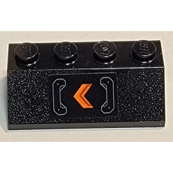 Slope 45 2 x 4 with Orange Chevron and Handles Pattern Model Left Side (Sticker) - Set 77905 Slope 45 2 x 4 with Orange Chevron and Handles Pattern Model Left Side (Sticker) - Set 77905