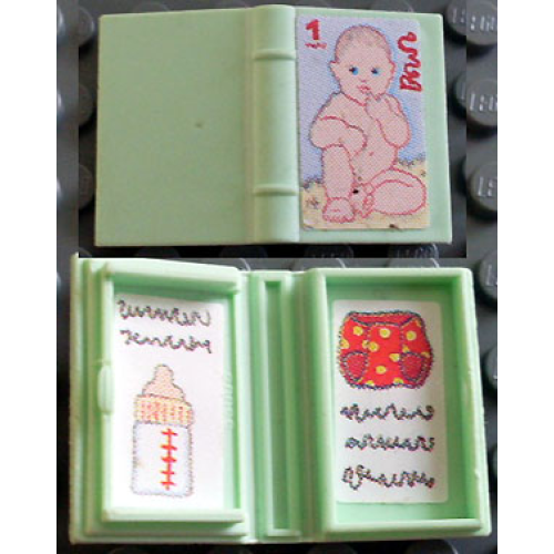 Деталь LEGO 33009pb008 Minifigure, Utensil Book 2 x 3 with Baby Pattern (Stickers) - Sets 3112 / 3241 - Red