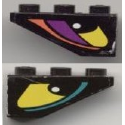 Slope, Inverted 33 3 x 1 with Yellow Eye with Dark Turquoise Stripe Left Pattern, Both Sides Different, Model Left Side (Stickers) - Set 8257 Slope, Inverted 33 3 x 1 with Yellow Eye with Dark Turquoise Stripe Left Pattern, Both Sides Different, Model Left Side (Stickers) - Set 8257